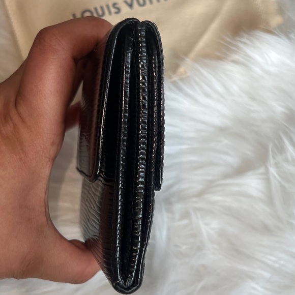 Authentic LOUIS VUITTON Elise Wallet Black Epi Leather Compact Trifold LO1910 - Picture 9 of 13
